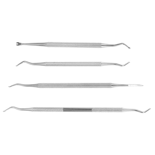 NULYLU Nail Cuticle Pusher Set 4pcs Stainless Steel Nail Tools for Fast Comfortable Dead Skin Removal Silver