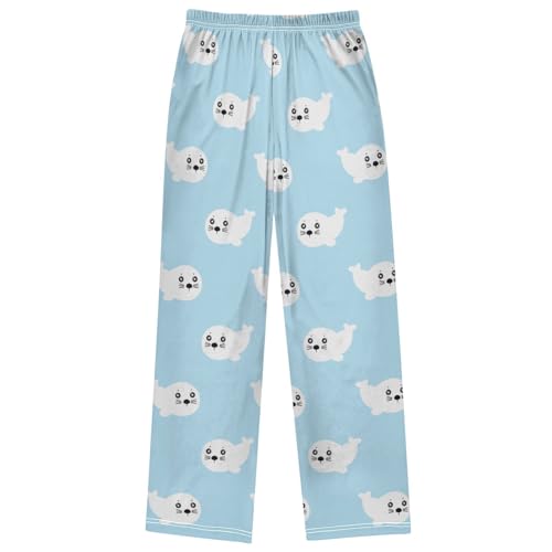 Boy's Pants White Sea Lion Adorable Jogger Pants Elastic Waist Long Bottoms Trousers with Pockets 6-14 Years 7