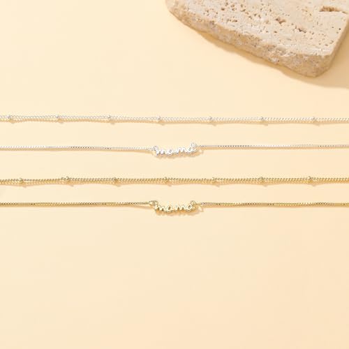 PRETOLE Mama Necklaces for Women, New Mom Necklaces for Women Adjustable Mama Layered Necklaces Hypoallergenic Thin Stacked Necklace for Mother's Day Birthday Gift 5