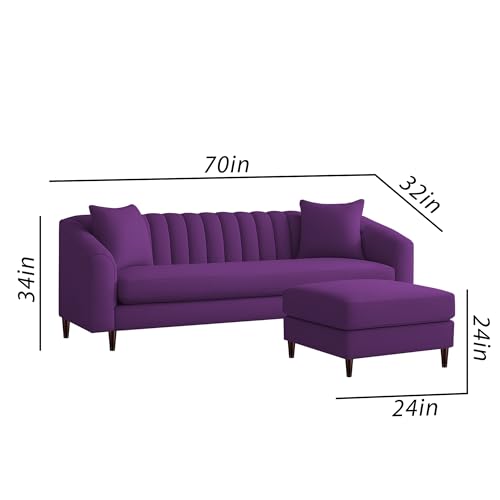 Image of Casaliving Doraldo 4 Seater L Shape Convertible Sofa Set for Living Room, 3 Seater & Ottoman Modular Sectional Couch for Small Space (Purple Colour) Fabric