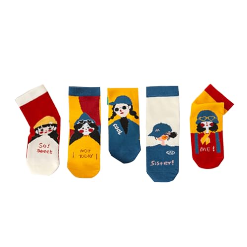 Kids Mid Crew Socks for Boys Girls Cute Cotton Socks 5 Pairs1-12 Years Old