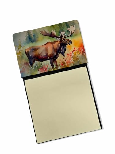 Caroline's Treasures Moose Sticky Note Holder Refillable Dispenser Self-Sticky Note Pads, Memo Pads Blank Desk Accessories