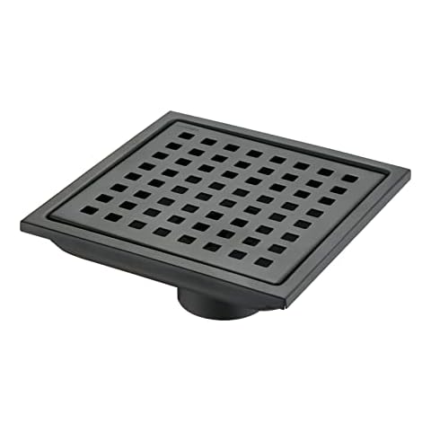 Kodaqo Shower Square Drain Brushed Floor Drain Stainless Steel Shower Floor Drain,Quadrato Pattern Grate Removable Suitable for Bathroom Kitchen (Black) Cover