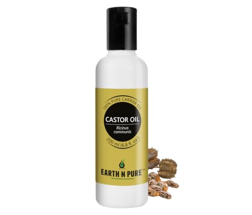 Image of Earth N Pure Castor Oil for Hair Growth & Skin Care - 100% Pure Cold Pressed Oil for Hair, Eyelashes & Eyebrows - Premium Natural Castor Oil (Hexane Free) - 200ml