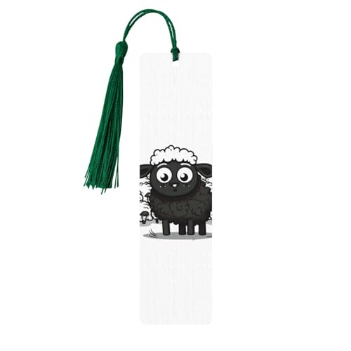 カートゥーン ブラック ホワイト ヒツジ 木製 しおり 5個 ナチュラル バーチ ウッド しおり カラフル タッセル パーソナライズ 木製 吊り下げ タグ オーナメント DIY クラフト しおり 男性 女性 本 愛好家