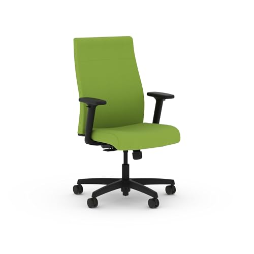 Image of HON Ignition 2.0 Ergonomic Office Chair with Adjustable Arms, Standard Synchro‑Tilt Recline, Upholstered Desk and Computer Chair for Home Office or Workstation, Black Frame, Pear
