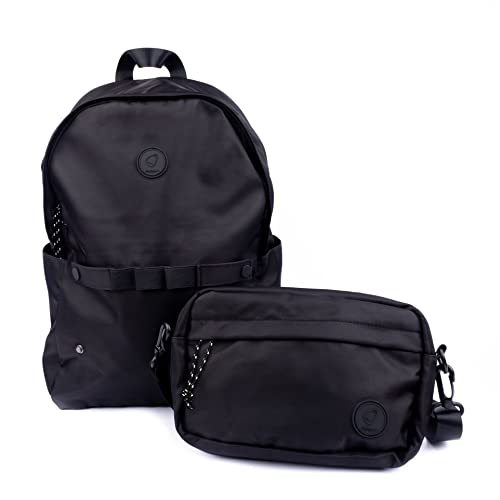MaisonP Sac a Dos Loisir 2en1 Multi-Usage Sac Bandoulière Amovible Imperméable pour Femme Homme Unisex Collège Noir Cover