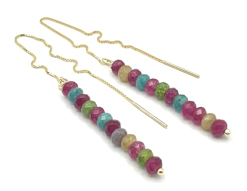 Boucles d'oreilles en Jade Naturel et Vermeil 24 K de fabrication italienne