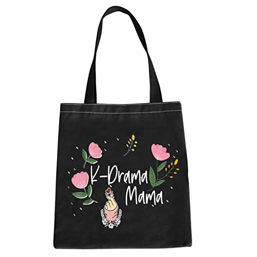 MEIKIUP K-Drama Mama Cosmetic Bag K-Drama Merchandise Korean Drama Gift Korean Drama Fan Gift For Women (K-Drama Mama Tote Bag-black)
