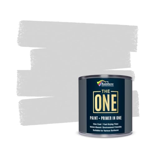 THE ONE All-In-One Paint & Primer - Light Grey Satin, 33.8 Fl Oz/1 Liter | 1 Coat Formula | Easy Indoor & Outdoor Decorating for Home & Garden Walls, Floors & Furniture | Water-Based & Low VOC