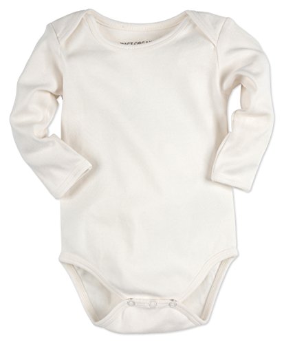 Pact 100% Organic Cotton Long Sleeve Bodysuit | White, For Ages 0-3 Months | For Baby Boys & Baby Girls