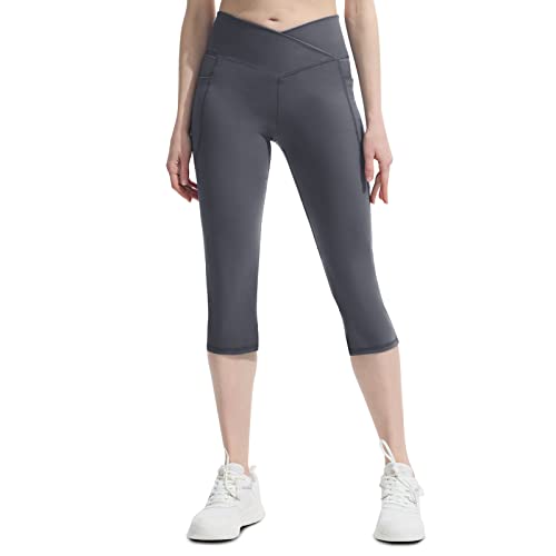 COPYLEAF Women's Flare Yoga Pants with Pockets V Crossover High Waisted Bootcut Yoga Leggings-Flare Workout Gym Leggings X-Small Armygreen