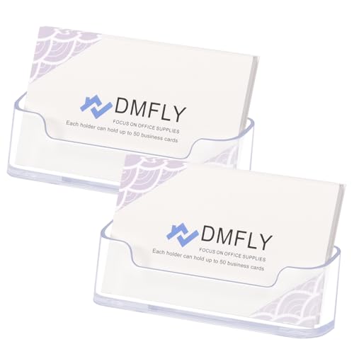 DMFLY 2 Pack Clear Business Card Holder for Desk, Plastic