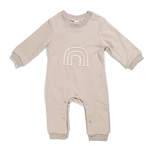 Cicrk Newborn Baby Bodysuit Rompers Clothes Girls boys One-Piece Jumpsuit Infant Rainbow French Terry Pajamas Onesies (Khaki Romper, 6-12M)