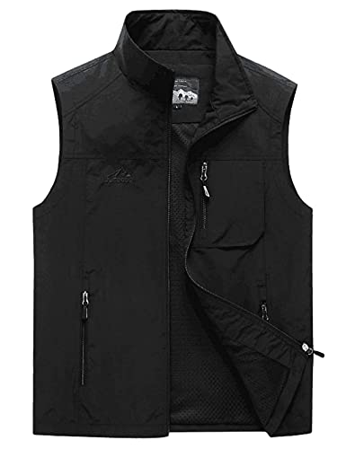 Gihuo Men's Casual Outdoor Lightweight Quick Dry Safari Travel Vest (Black 02, Small) #TOP1