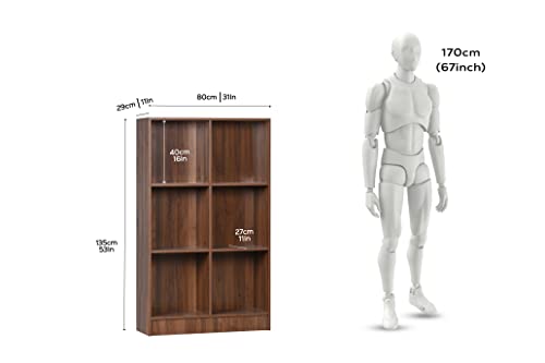 Image of DeckUp Meritus-L 3-Shelf Engineered Wood Book Shelf and Display Unit (Walnut, Matte Finish)