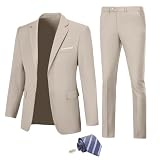 Picture of Mens Suits 2 Piece Slim Fit Formal Wedding Groom Party Dress Suit for Men Solid Light Champagne Suits for Men Blazer Suit Pants Prom Tuxedo 3XL