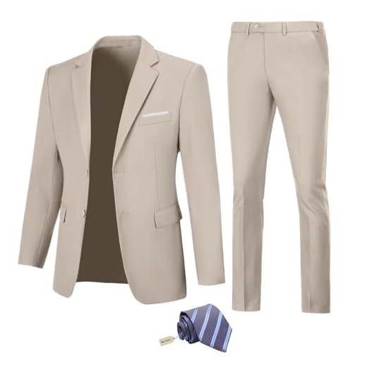 Fesenbo Terno masculino slim fit 2 peças sólido 2 botões terno negócios blazer casamento formatura smoking para homens terno jaqueta calça com gravata, Champanhe claro, G