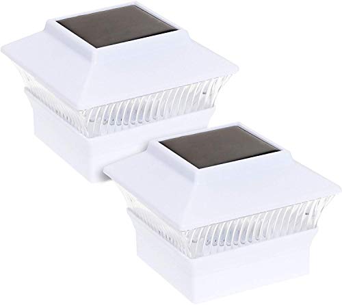GreenLighting Standard #2 4x4 Solar Post Cap Lights - 4x4 Post Caps for Vinyl PVC Fence Solar Post Lights Outdoor Waterproof - Solar Deck Post Lights (White, 2 Pack)