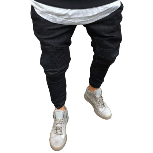 Jeans Pants Trouser Denim Street Trendy Tight Legged Water Washed Casual Commuter for Men