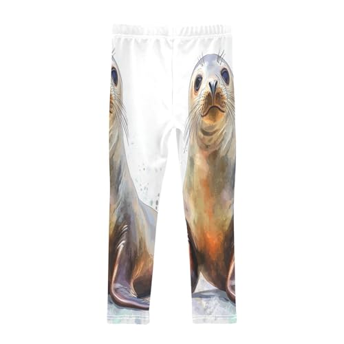 Seal Animal Watercolor Girls Casual Leggings for Kids Printed Long Pant Bottoms Stretch and Soft2