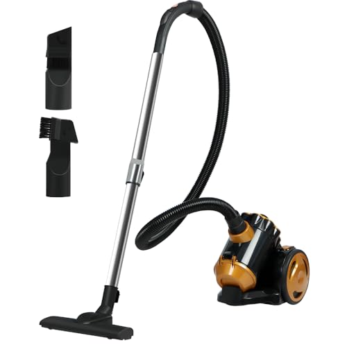 Panana Bagless Cylinder Vacuum Cleaner, 800w High Power Motor, Compact and Lightweight, Cyclonic Vacuum and Carpet Cleaner with 4 stage HEPA Filter for removing Dust, Dirt and Allergens