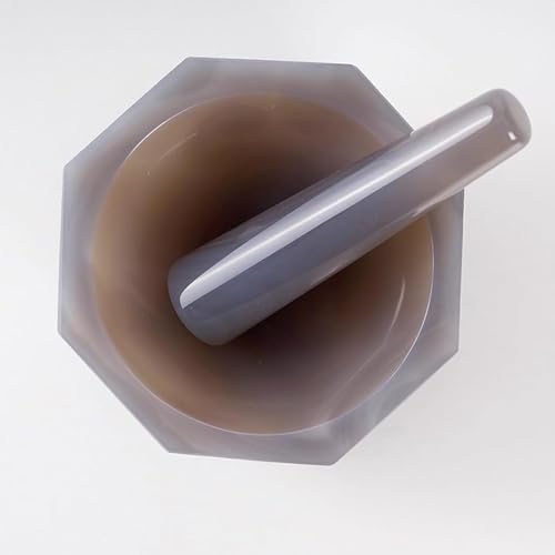 Natural Agate Mortar and Pestle Set - Durable Grinding Bowl with Deep Interior, 7.2-7.5 Hardness for Efficient Mixing & Lab Use, Perfect for Herbs & Spices