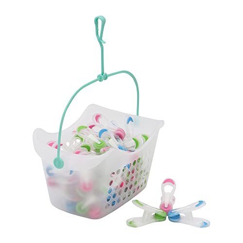 JVL Plastic Peg Basket with 48 Prism Soft Touch Mini Pegs, Multicolor, (19-216-270)