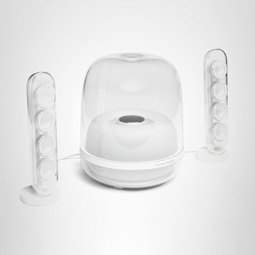 Harman Kardon HK SoundSticks 4-2.1 Bluetooth Speaker System with Deep Bass and Inspiring Industrial Design (White)