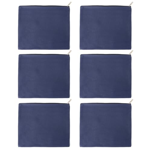 Muka 6 Pack Canvas Zipper Pouch, Blank Cotton DIY Cosmetic Bags