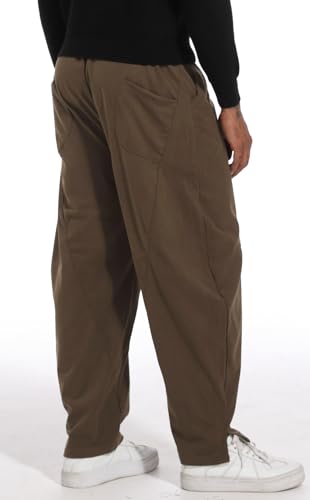 CLANMILUMS Men's Casual Elastic Waist Corduroy Pants Drawstring Loose Fit Pants (40, Camel)2