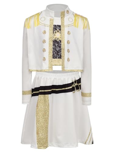 Hansber Kids Girls 3Pcs Outerwear and Vest with Bottoms Music Popular Singer Fashion Print Demon Outfits3