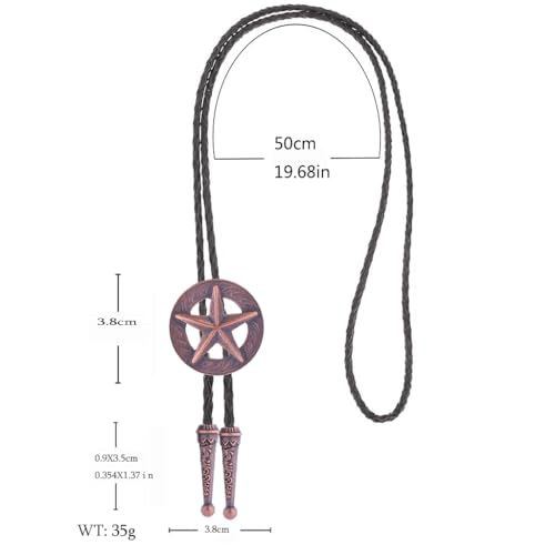 Image of Btilasif Bolo Tie for Men Vintage Western Cowboy Texas Star Leather Necktie Necklace Costume Accessories for Men,copper