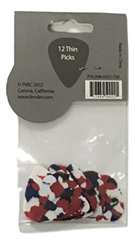 Image of Fender Classic Celluloid Guitar Picks 351 Shape, Guitar Accessories, Confetti, Thin, 12-Pack