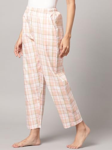 Image of KRYPTIC Women's 100% Pure Cotton Woven Pyjama | Mid Rise Relaxed Fit Full Length Nightwear Pant with Elasticated Drawstring Waistband & Side Pocket | Comfortable Lounge, Sleepwear & Casual Bottom Wear