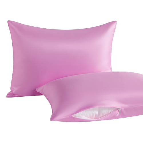 Image of NTBAY 2 Pack Pillows with Stain Pillowcases, Soft Cotton Down Alternative 13x18 Zippered Pillows for Sleeping in Crib Bed - Machine Washable - Breathable Travel Pillow, Light Pink