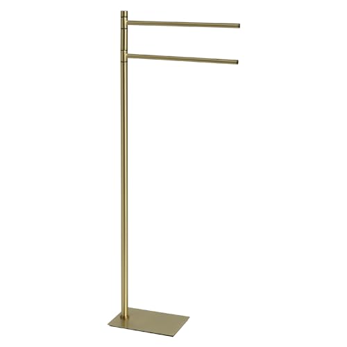 GEDY | Piantana Portasalviette Seul in Acciaio Inox e Cromall, Porta Asciugamani Bagno da Terra, Oro, 83,5x14x34cm.