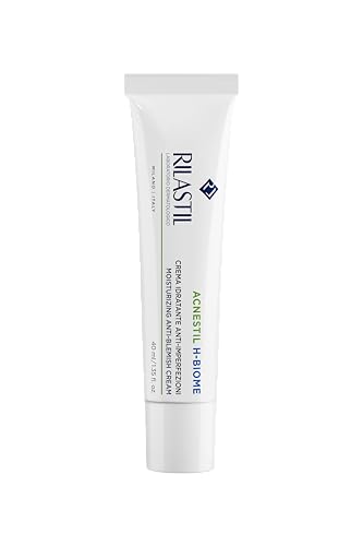 Rilastil Acnestil H-Biome Crema Viso, Crema Idratante Anti Imperfezioni, Idratazione fino a 8h, per Pelle Sensibile, 40ml
