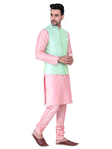 Image of Sadree Silk Men's Kurta Pajama Waistcoat or Nehru Jacket Set