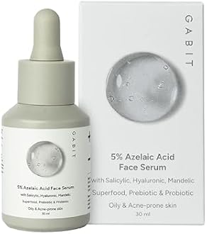Gabit 5% Azelaic Acid Face Serum For Acne,Blackheads,Open Pores & Spots|Salicylic (1%),Hyaluronic,Green Tea,Prebiotic,Probiotic|For Oily,Acne Prone Skin|Oil & Fragrance free|For Women & Men,30 ml