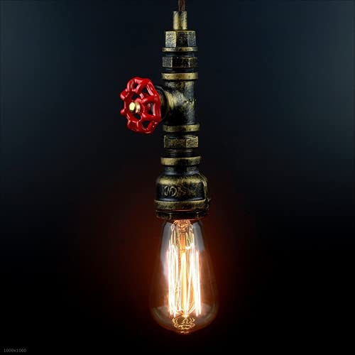 Chandelier industriel en fer forgé rustique avec corde de chanvre style Steampunk E27