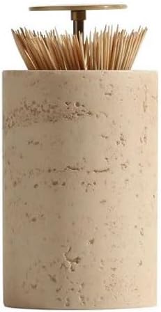 AMONG Toothpick Dispenser Toothpick Holder Household Push-Type Toothpick Box Living Room Dining Room Desktop Toothpick Jar Creative Ornaments Tooth Picks Container Case (Color : Gold)