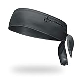 Suddora Tie Headband, Unisex Fabric Sweatband, Moisture Wicking Performance Blend Fabric, Head Tie for Karate, Running, Cycling, Tennis, Cosplay for Ninja Halloween, One Size Fits All, Grey