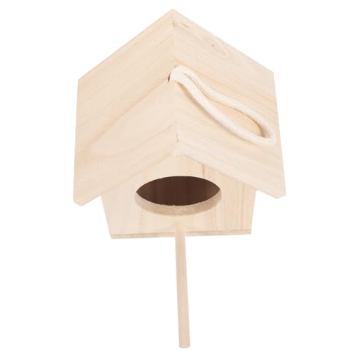 BESPORTBLE 箱 鳥のテラリウム コテージバードハウス ネスティング 鳥用の止まり木 オウム ネスト 暖かい鳥 鳥小屋 未完成の鳥の家 パラキートアクセサリー 木の鳥の巣 窓の鳥の繁殖家 木製