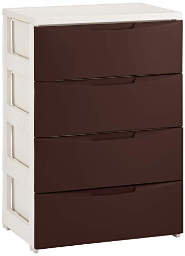 アイリスオーヤマ チェスト 4段 日本製 幅55×奥行41×高さ80.5cm ホワイト / ブラウン 白 プラスチック COD-554