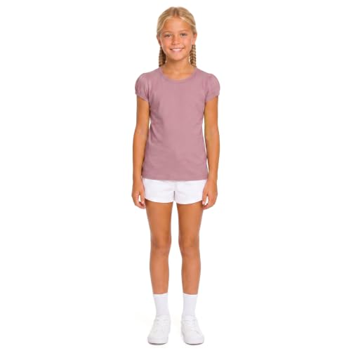 Image of Lilax Girls Short Puff Sleeve Cotton T-Shirt, Toddler & Little Girls Top | 95% Cotton Puff Sleeve Tee; Crewneck, Short Sleeve; Toddler & Girls Sizes 2T-12; for School, Play & Everyday; Machine Wash