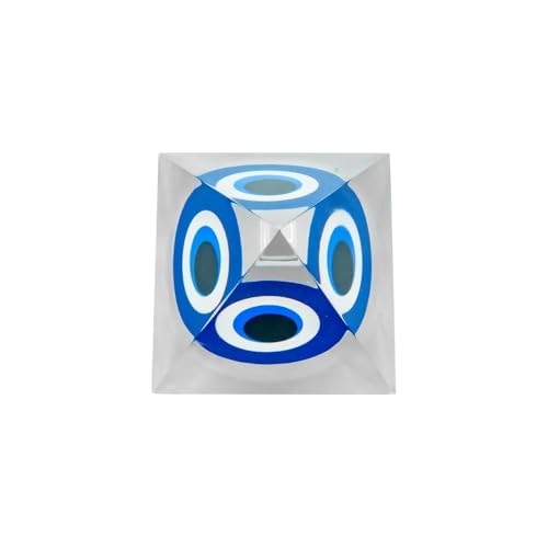 Image of Evil Eye Pyramid | 3inch | Crystal Pyramid for Positive Energy, Wealth,Health, Good Luck,Feng Shui, Vastu Correction, Office, Home Decor, Gift