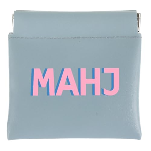 Bolsa para dados Mahjong, 3.9x4.1 pulg, cuero PU azul claro
