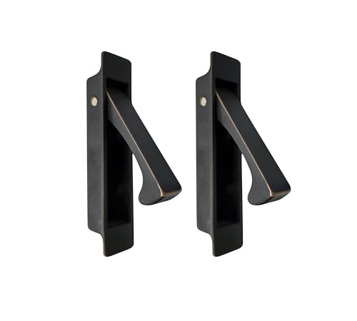 Image of QCAA Forged Solid Brass Edge Pull, Sliding Pocket Door Pull Handle, Aged Bronze, 2 Pack, Made in Taiwan