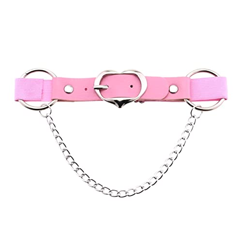 Damen Verstellbares Kunstleder Sexy Beine Oberschenkel Strumpfband Ausschnitt Herzförmiges Metallkettenglied Party Kostüme (Color : 8, Size : One Size)